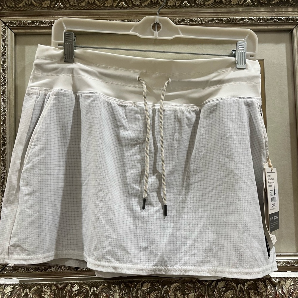 White Athletic Skirt with Drawstring
